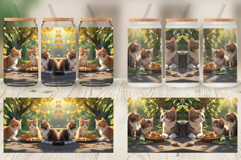 Glass Can Wrap Cat on Summer Sublimation artnoy 