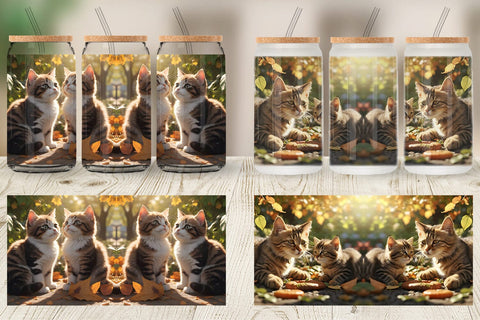 Glass Can Wrap Cat on Summer Sublimation artnoy 