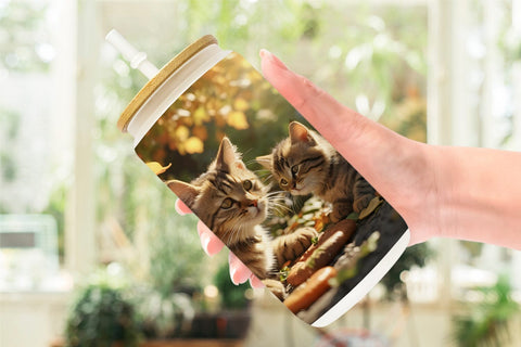 Glass Can Wrap Cat on Summer Sublimation artnoy 
