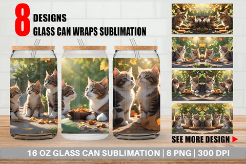 Glass Can Wrap Cat on Summer Sublimation artnoy 