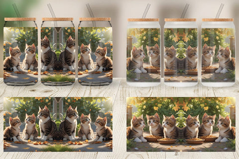 Glass Can Wrap Cat on Summer Sublimation artnoy 