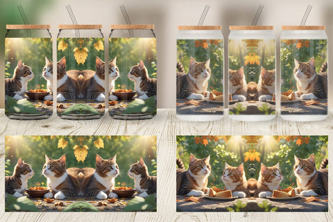 Glass Can Wrap Cat on Summer Sublimation artnoy 