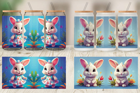 Glass Can Wrap Charming Baby Bunny Sublimation artnoy 