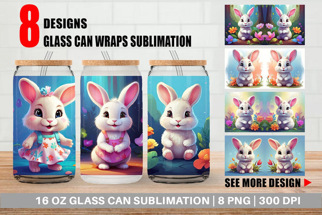 Glass Can Wrap Charming Baby Bunny Sublimation artnoy 