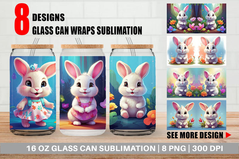 Glass Can Wrap Charming Baby Bunny Sublimation artnoy 