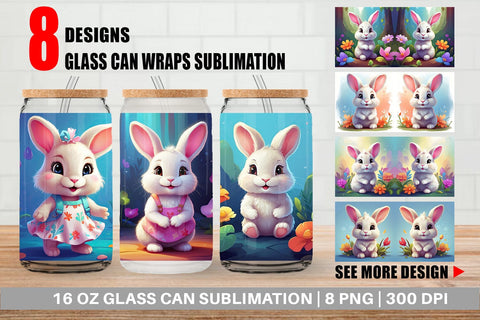 Glass Can Wrap Charming Baby Bunny Sublimation artnoy 