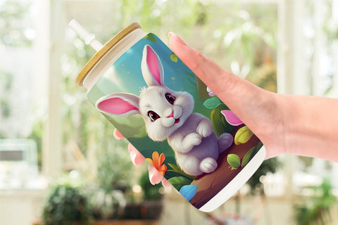 Glass Can Wrap Charming Baby Bunny Sublimation artnoy 