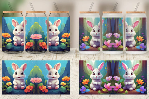 Glass Can Wrap Charming Baby Bunny Sublimation artnoy 