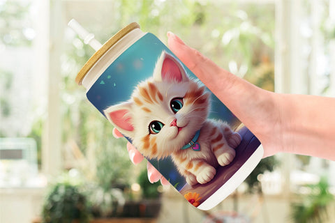 Glass Can Wrap Charming Baby Cat Sublimation artnoy 