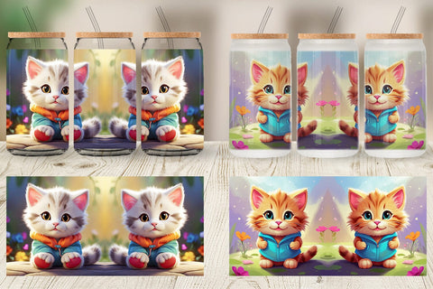 Glass Can Wrap Charming Baby Cat Sublimation artnoy 