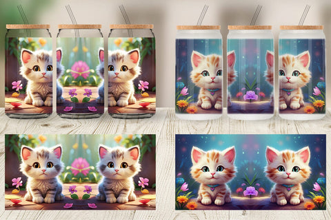 Glass Can Wrap Charming Baby Cat Sublimation artnoy 