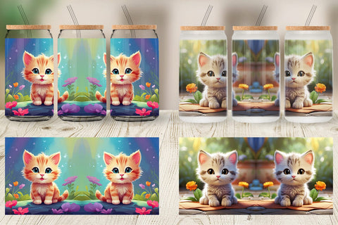 Glass Can Wrap Charming Baby Cat Sublimation artnoy 