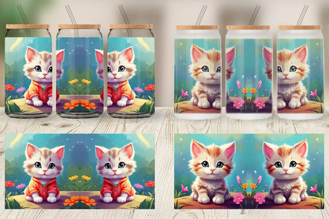 Glass Can Wrap Charming Baby Cat Sublimation artnoy 