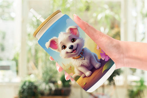 Glass Can Wrap Charming Baby Dog Sublimation artnoy 