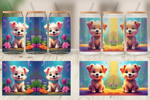 Glass Can Wrap Charming Baby Dog Sublimation artnoy 