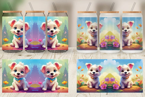 Glass Can Wrap Charming Baby Dog Sublimation artnoy 