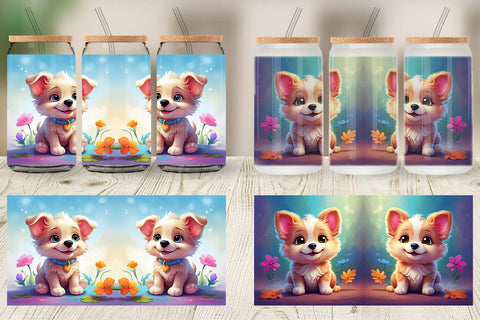 Glass Can Wrap Charming Baby Dog Sublimation artnoy 