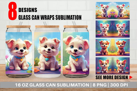 Glass Can Wrap Charming Baby Dog Sublimation artnoy 