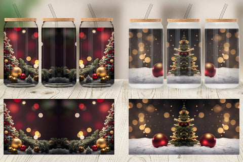 Glass Can Wrap Christmas Bokeh Sublimation artnoy 