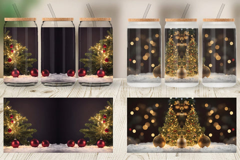 Glass Can Wrap Christmas Bokeh Sublimation artnoy 