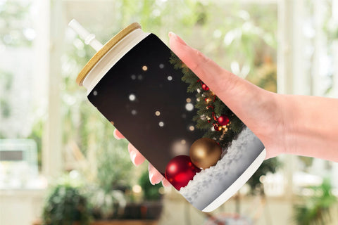 Glass Can Wrap Christmas Bokeh Sublimation artnoy 