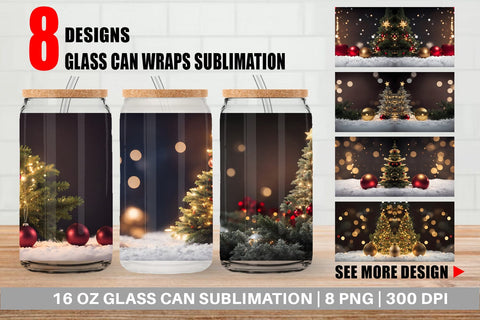 Glass Can Wrap Christmas Bokeh Sublimation artnoy 