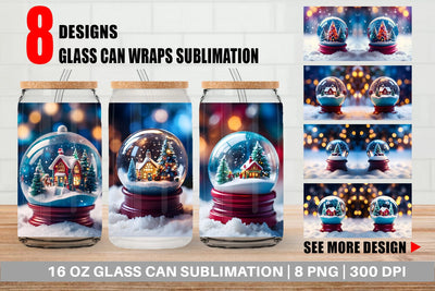 Glass Can Wrap Christmas Globe Sublimation artnoy 