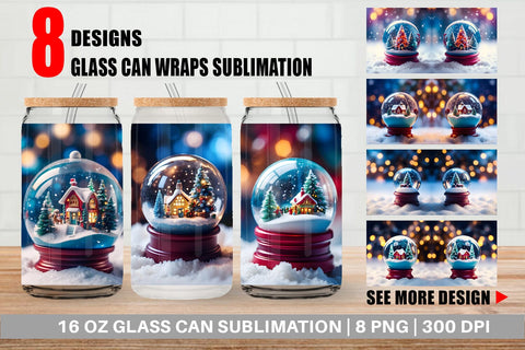 Glass Can Wrap Christmas Globe Sublimation artnoy 