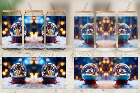 Glass Can Wrap Christmas Globe Sublimation artnoy 