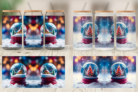 Glass Can Wrap Christmas Globe Sublimation artnoy 