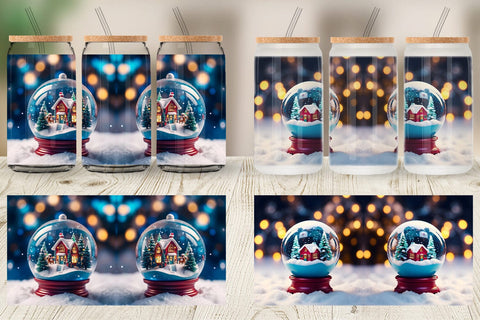 Glass Can Wrap Christmas Globe Sublimation artnoy 