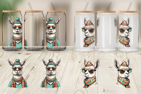 Glass Can Wrap Christmas Llama Sublimation artnoy 