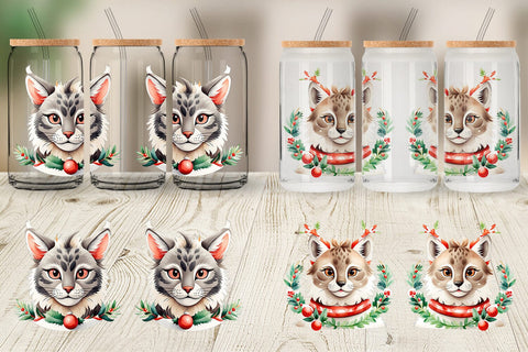 Glass Can Wrap Christmas Lynx Sublimation artnoy 