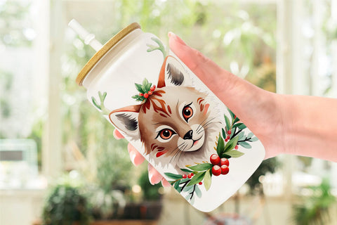 Glass Can Wrap Christmas Lynx Sublimation artnoy 