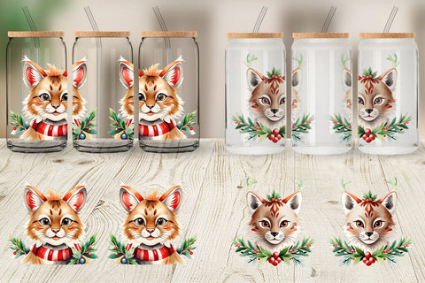 Glass Can Wrap Christmas Lynx Sublimation artnoy 
