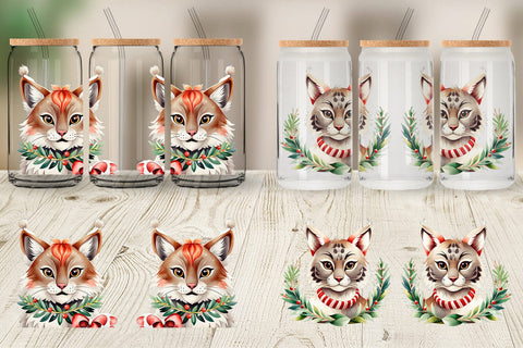 Glass Can Wrap Christmas Lynx Sublimation artnoy 