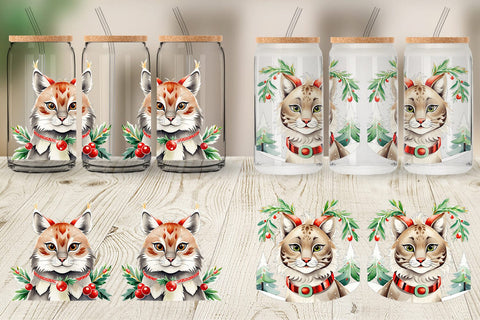 Glass Can Wrap Christmas Lynx Sublimation artnoy 