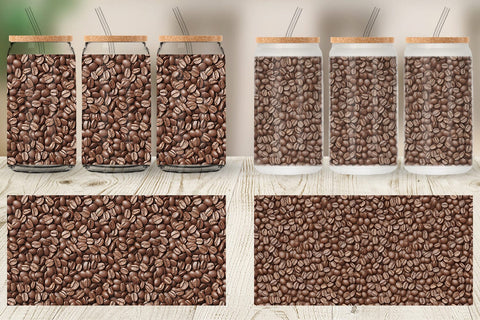 Glass Can Wrap Coffee Beans Pattern Sublimation artnoy 