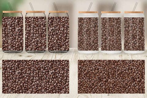 Glass Can Wrap Coffee Beans Pattern Sublimation artnoy 