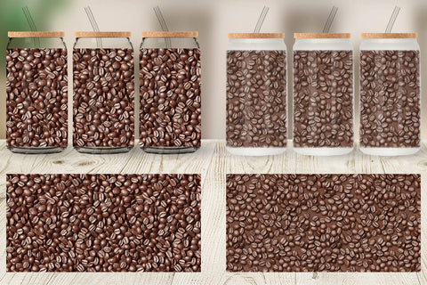 Glass Can Wrap Coffee Beans Pattern Sublimation artnoy 