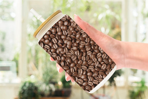 Glass Can Wrap Coffee Beans Pattern Sublimation artnoy 