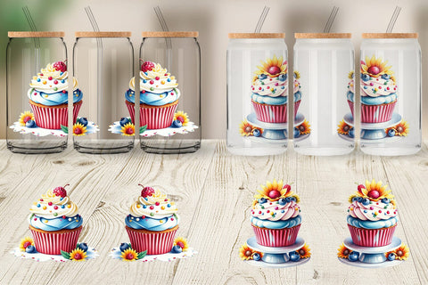 Glass Can Wrap Colorful Cupcake Sublimation artnoy 