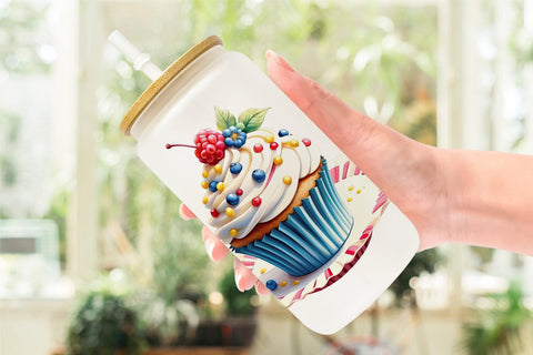 Glass Can Wrap Colorful Cupcake Sublimation artnoy 