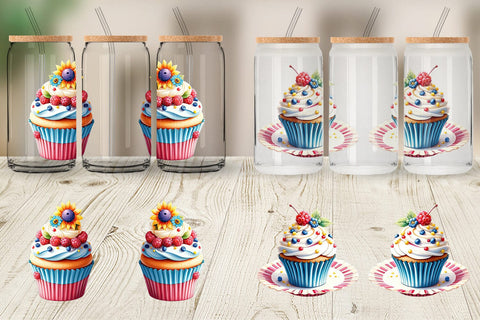 Glass Can Wrap Colorful Cupcake Sublimation artnoy 