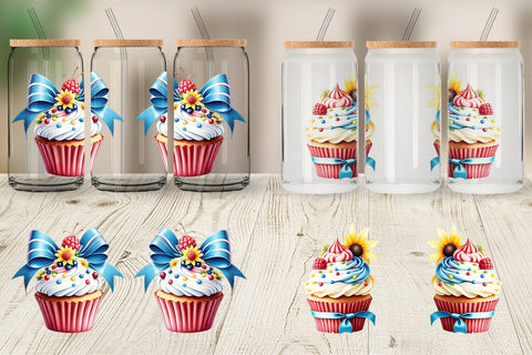 Glass Can Wrap Colorful Cupcake Sublimation artnoy 
