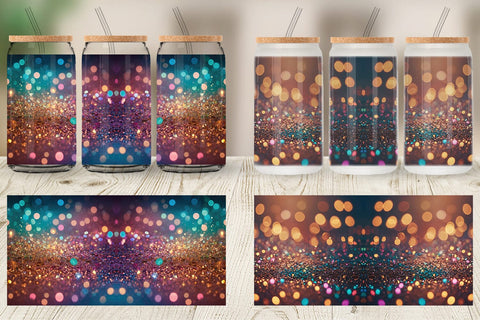 Glass Can Wrap Colorful Glitter Bokeh Sublimation artnoy 