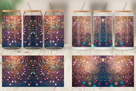 Glass Can Wrap Colorful Glitter Bokeh Sublimation artnoy 