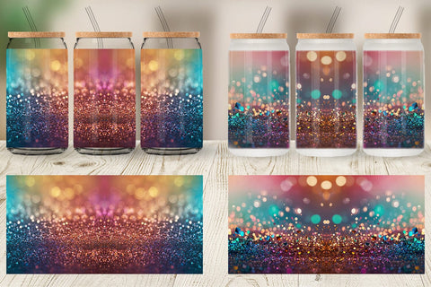 Glass Can Wrap Colorful Glitter Bokeh Sublimation artnoy 