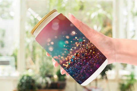 Glass Can Wrap Colorful Glitter Bokeh Sublimation artnoy 
