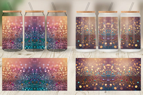 Glass Can Wrap Colorful Glitter Bokeh Sublimation artnoy 